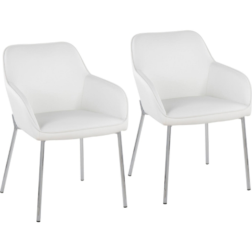 Daniella Dining Chair in White Leatherette & Chrome Steel (Set of 2)